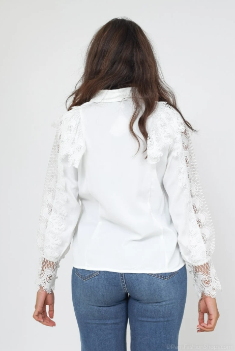 Chemisier Manches Longues Blanc Loriane