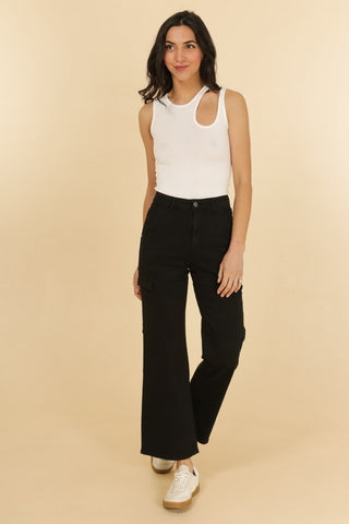 Pantalon Cargo poches Noir  Melly & Co  Just in