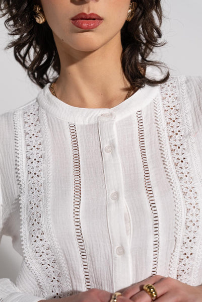 Chemise BLANCHE Ajourée Coton