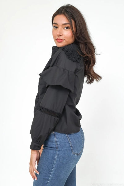Chemisier dentelle Noir  Loriane