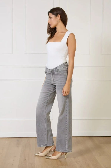 Jean SARAH JOHN "  JEAN GRIS Ceinture Asymétrique