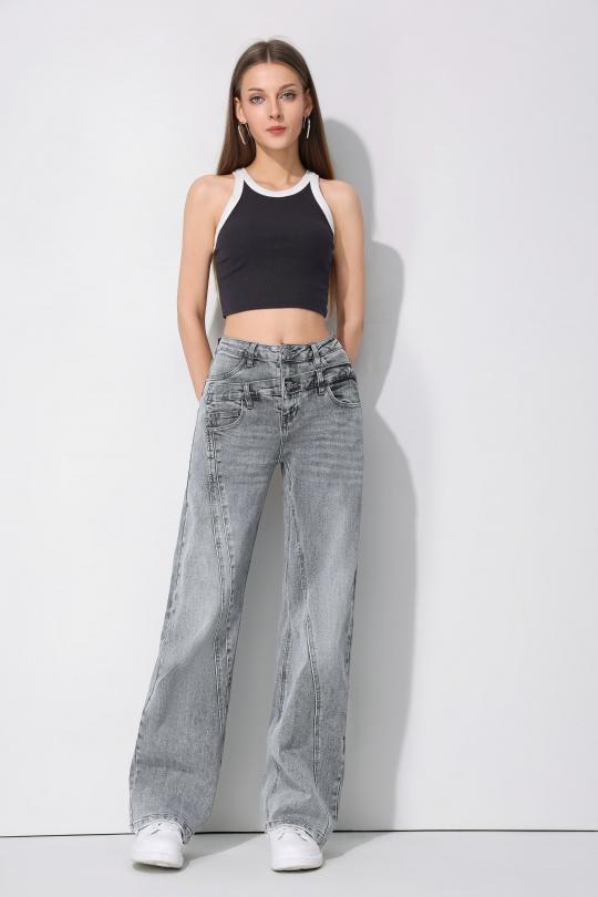 Jean SARAH JOHN "  JEAN GRIS Ceinture Asymétrique