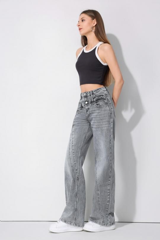 Jean SARAH JOHN "  JEAN GRIS Ceinture Asymétrique