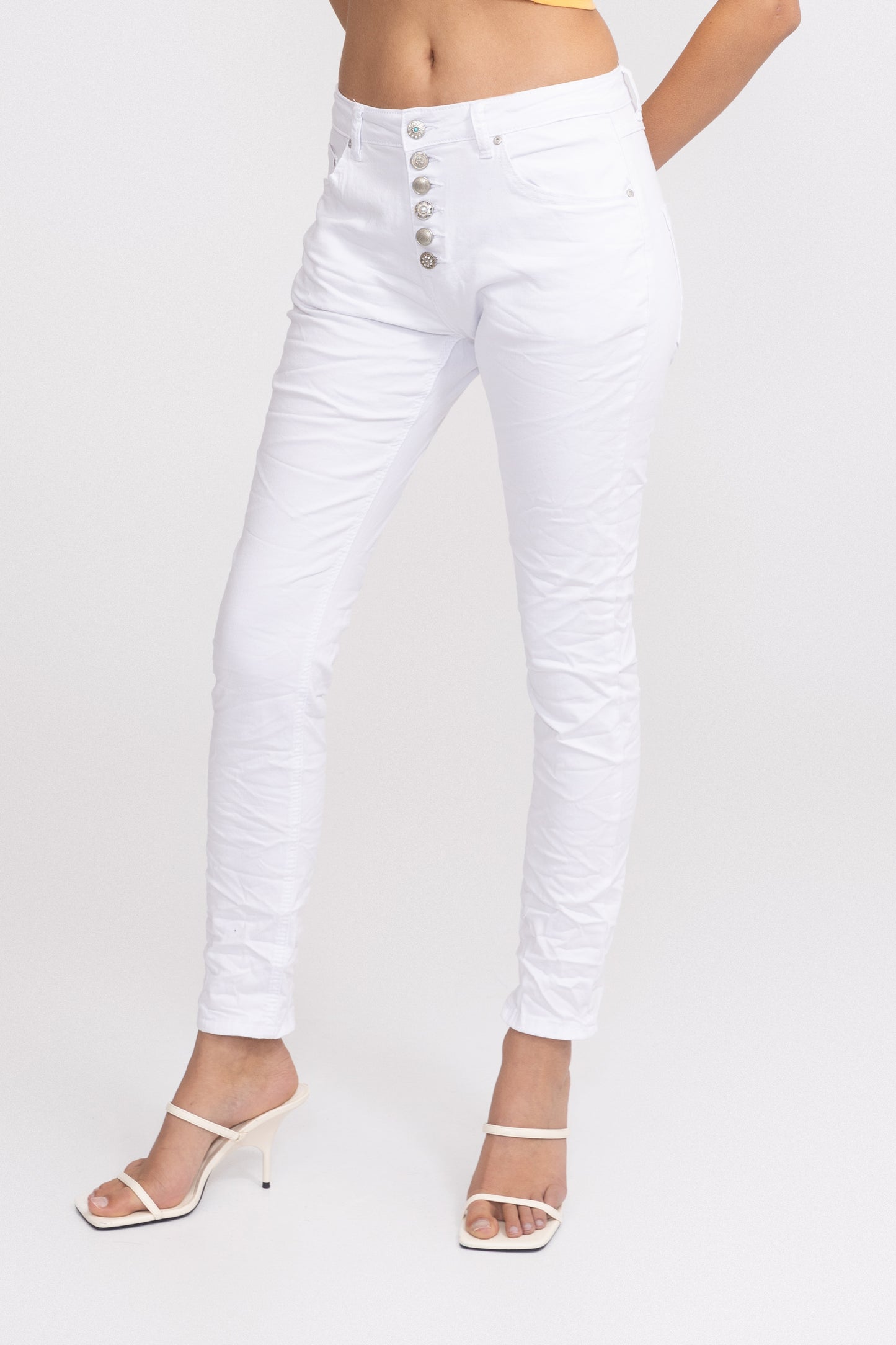 Jean Place du Jour WHITE Steel Buttons