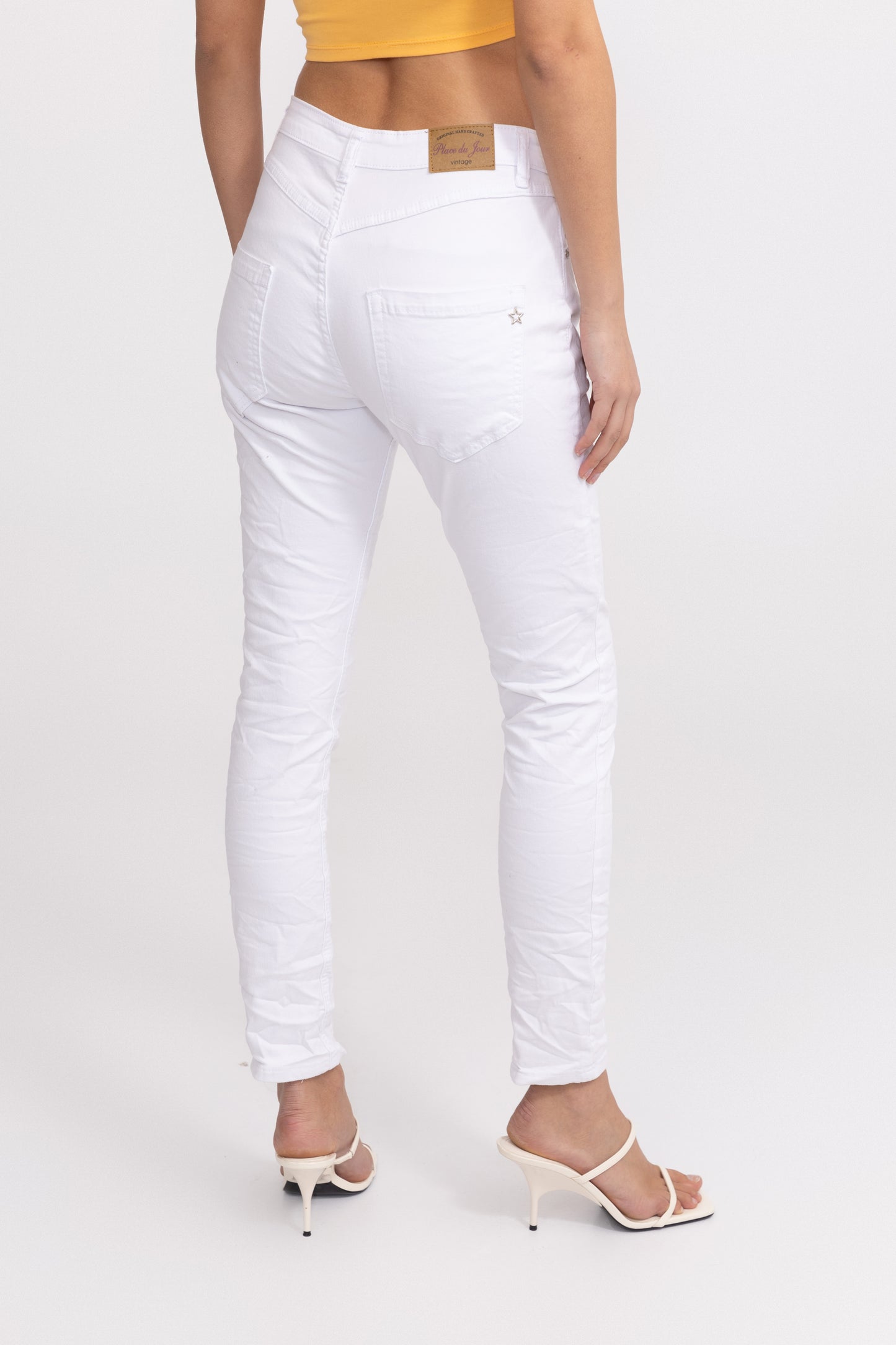 Jean Place du Jour WHITE Steel Buttons
