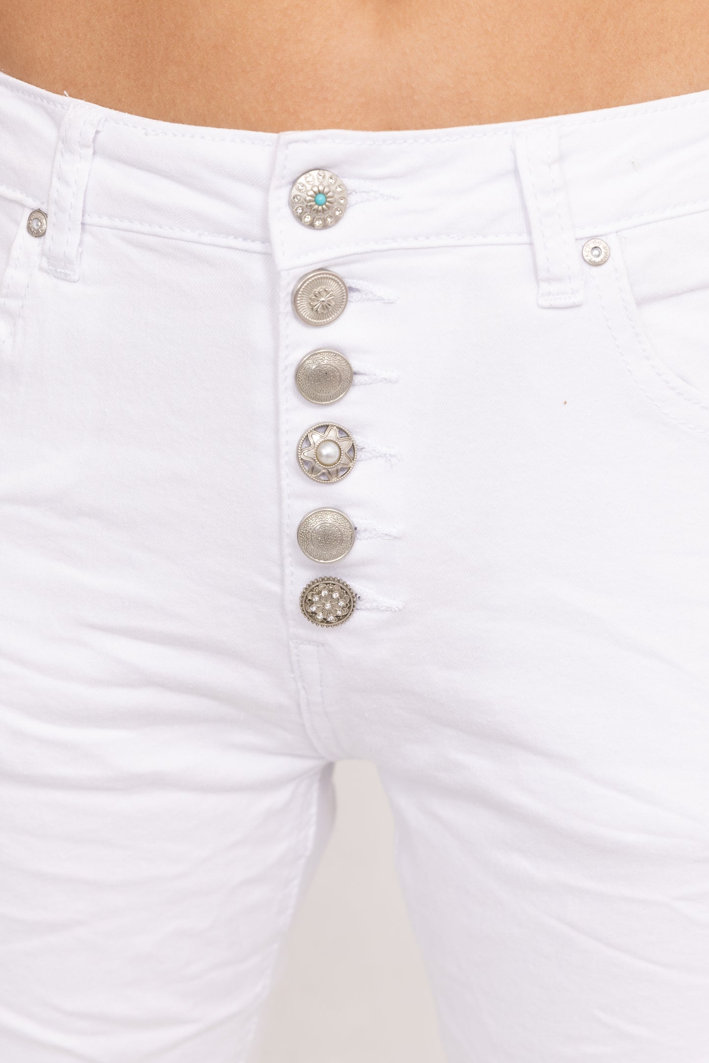 Jean Place du Jour WHITE Steel Buttons