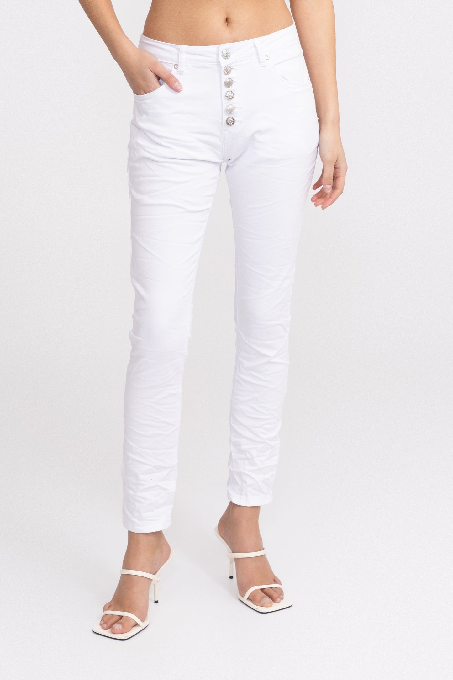 Jean Place du Jour WHITE Steel Buttons