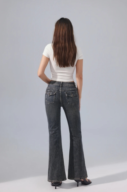 Jean Sarah John Mom Fit Gris