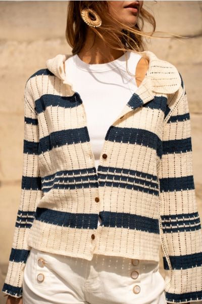 GILET TOP CROCHET MARIN