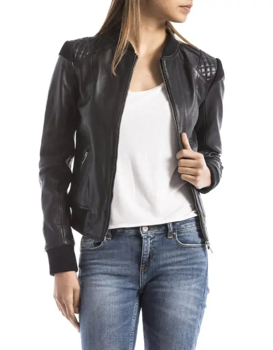 Veste Cuir pour elle  WELFORD  " ALBA " NOIR