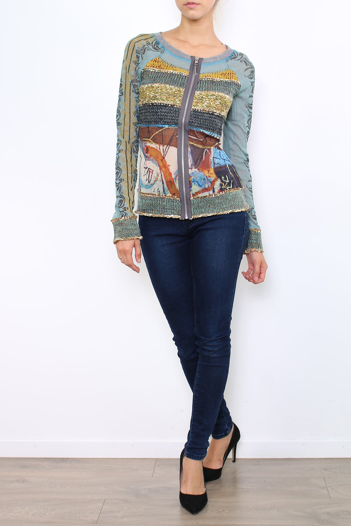 GILET LULUH BLEU PATCHWORK