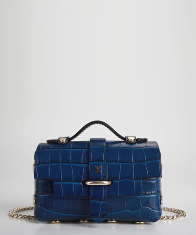 Sac TUBE KESSLORD en cuir embossé façon croco XS-BLEU NUIT