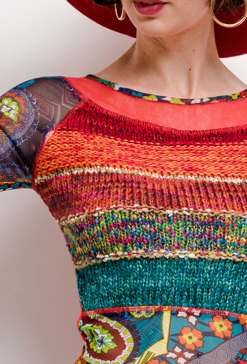 TOP LULU H PATCHORK ROJO