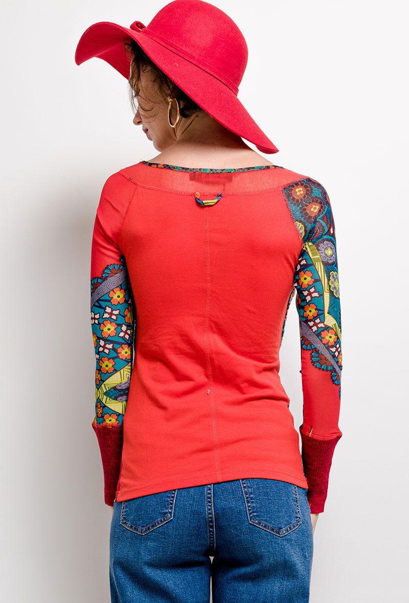 TOP LULU H PATCHORK ROJO